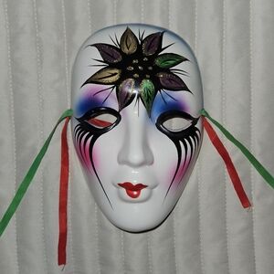 CERAMIC HANGING WALL MASK. Vintage. Masquerade. Mardi Gras. Phantom